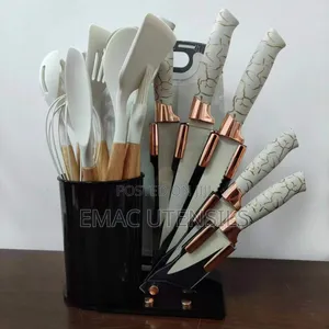 High Quality 19pcs Silicon Cooking Spoon Knife Set + Board