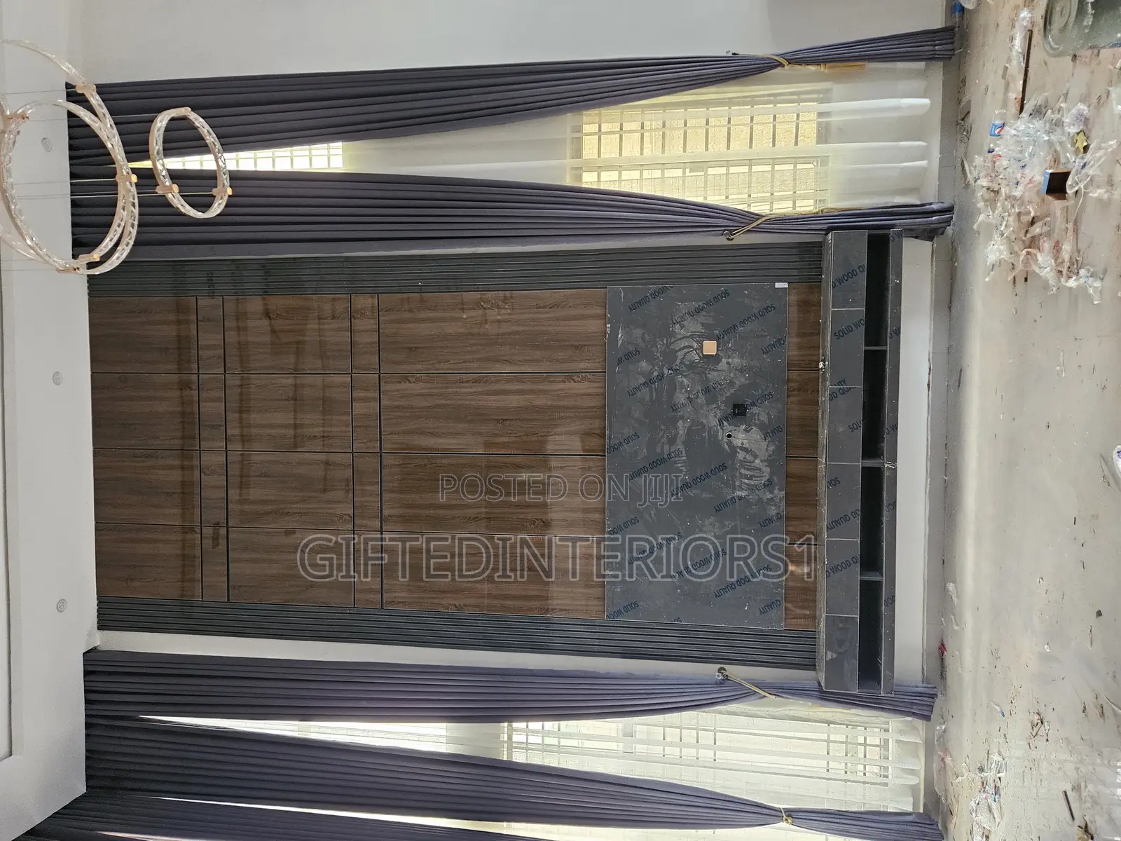 Tv Console With Long Wall Panel and Cladding (Glossy+LED)