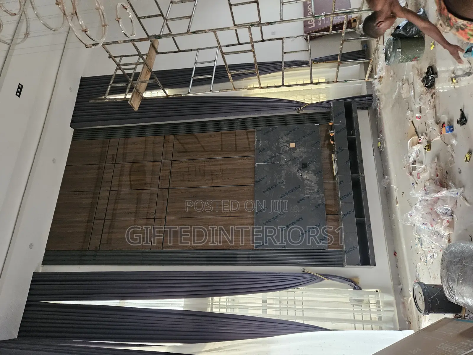 Tv Console With Long Wall Panel and Cladding (Glossy+LED)