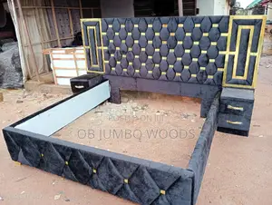 Black 6×6 Padded Bed With Two Bedsides Extension