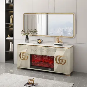 Tv Stand With Marble Top and Fire Place