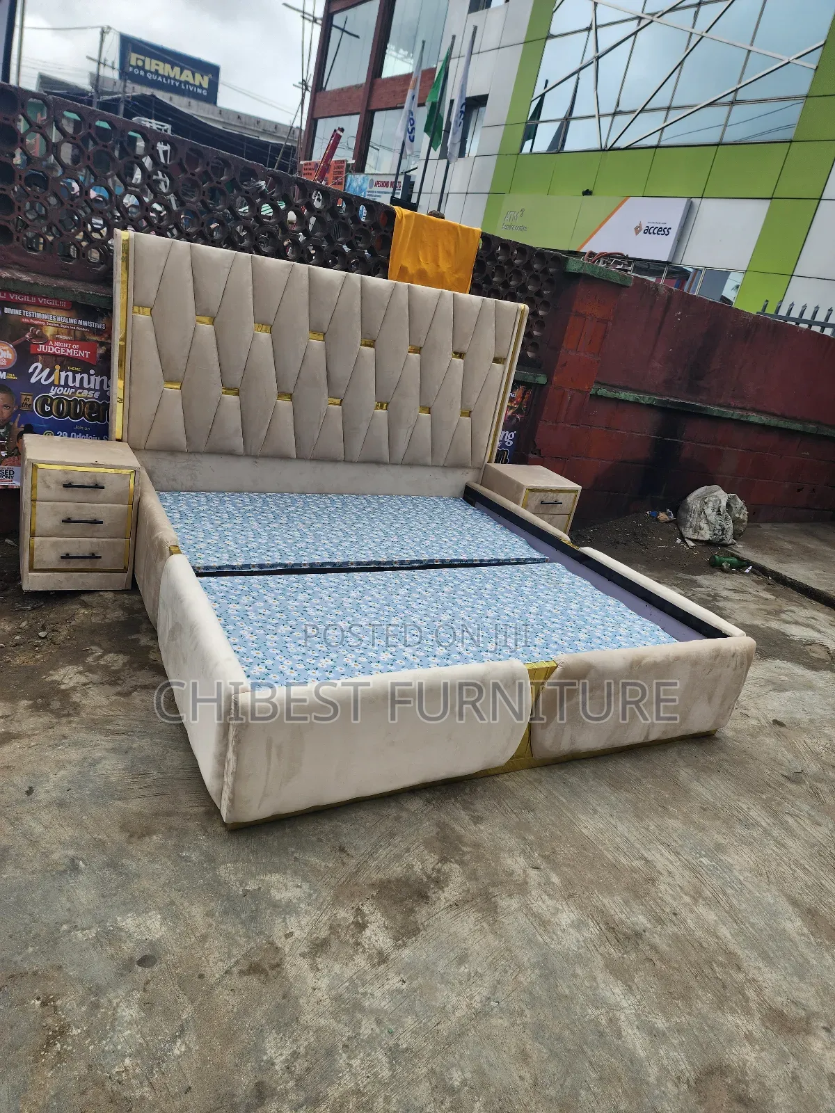 Quality 6by6 Upholstery Padded Bed Frame With Two Bed Sides