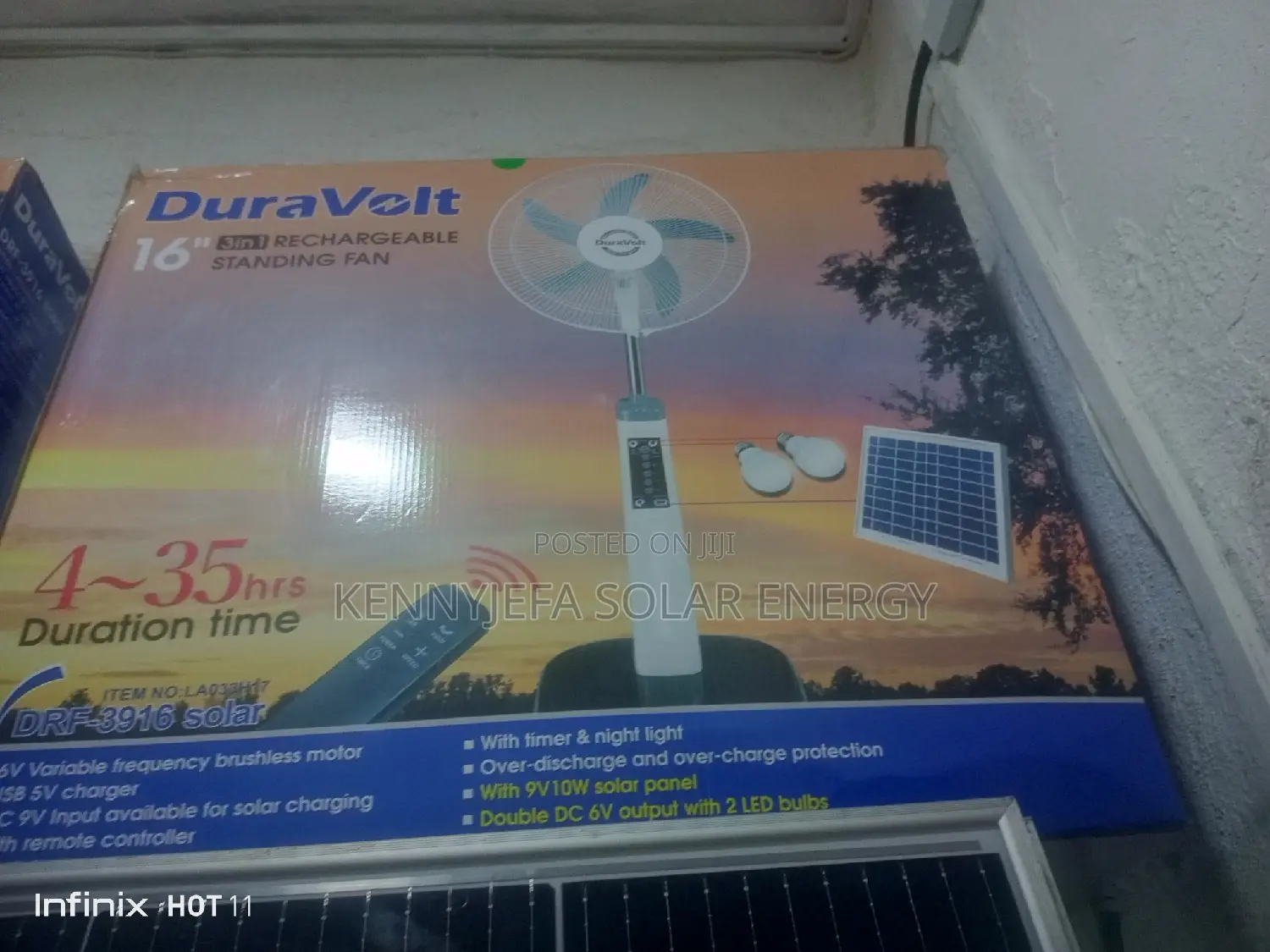 Duravolt Rechargeable Solar Fan