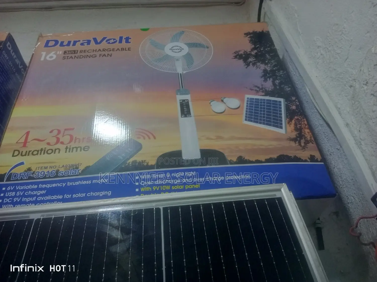 Duravolt Rechargeable Solar Fan