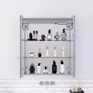Double-Door Stainless Cabinet Led Mirror With Bluetooth