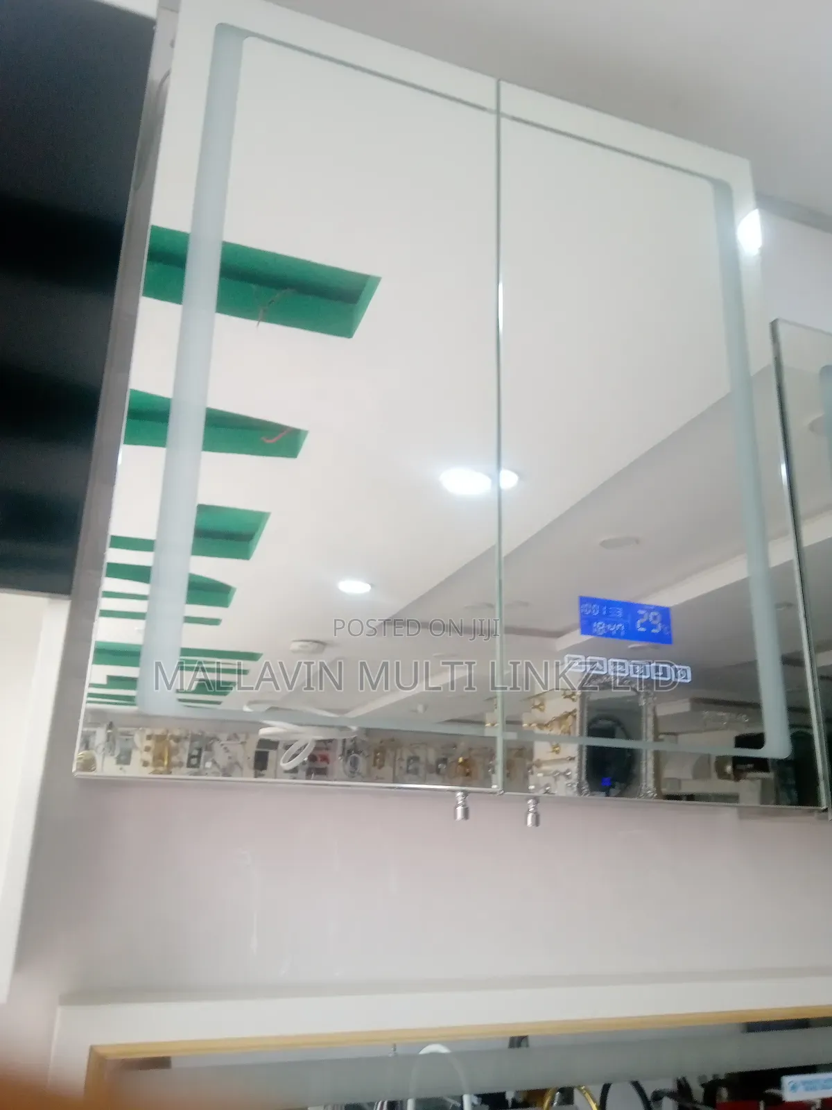 Double-Door Stainless Cabinet Led Mirror With Bluetooth