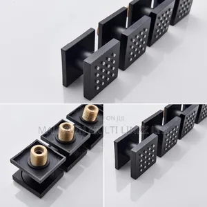6 Body Jet Black Conduit Shower