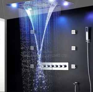 Silver LED Thermostatic Shower Conduit Shower