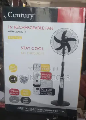 16" Century Rechargeable Standing Fan With Led Light