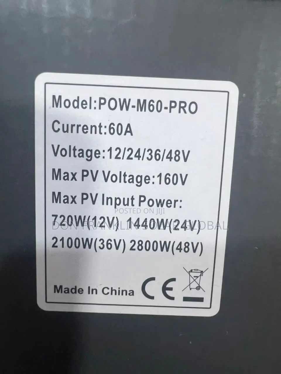 60ah/24v/36v/48v Powmr MPPT Solar Charge Controller
