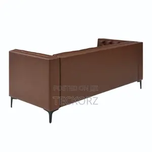 Brown Leather Upholstered Tufted Sofa