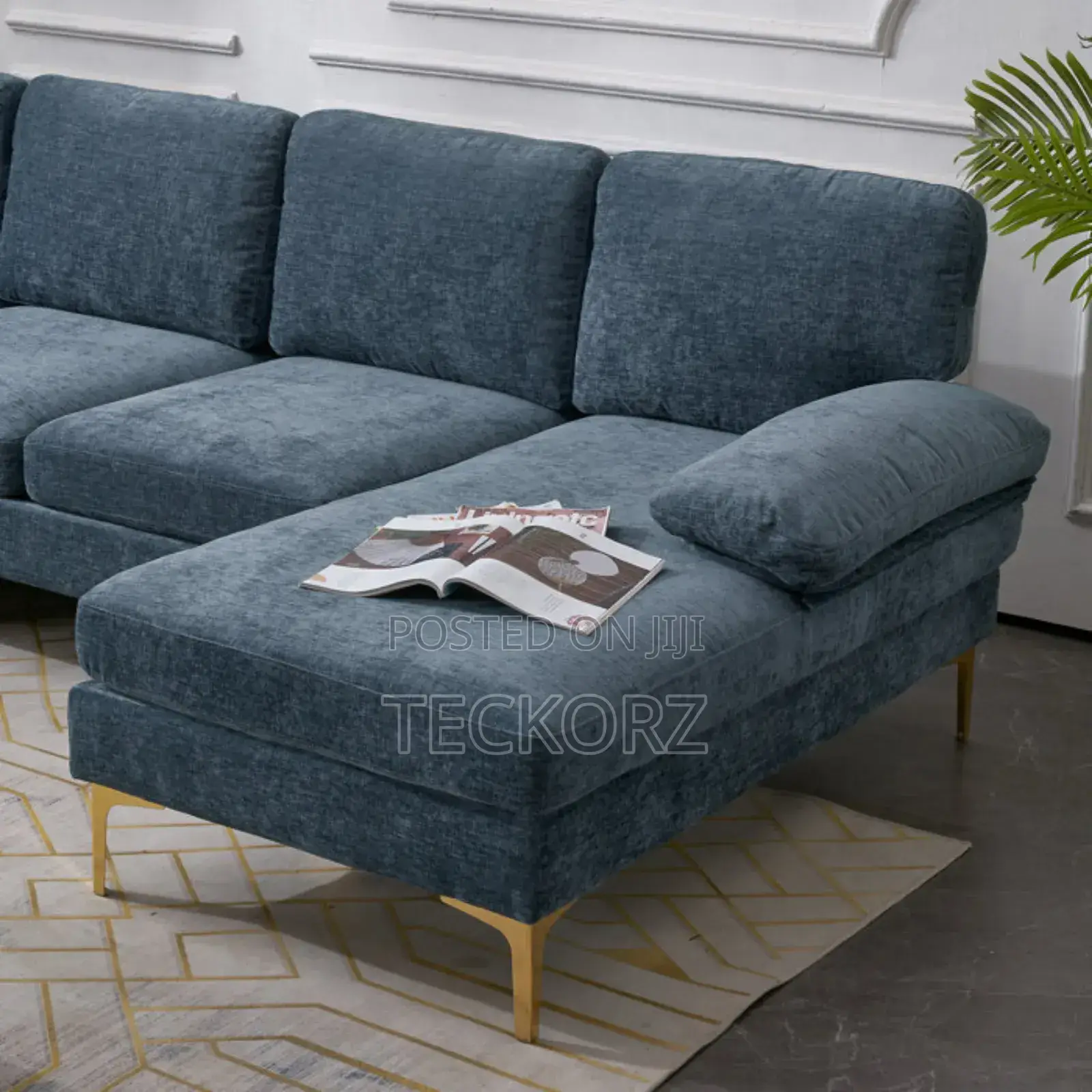 Velvet Upholstered U-Shaped Sectional Sofa