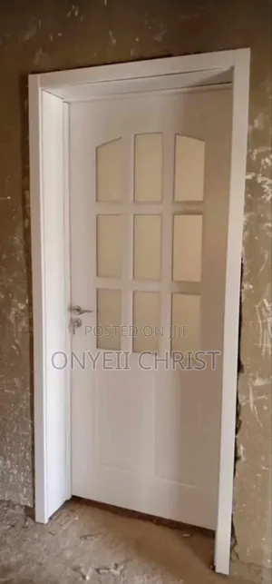 Hard Wooden Door With Glass White