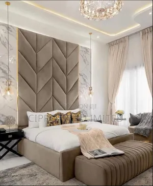 Upholstery Bed With Long Headboards