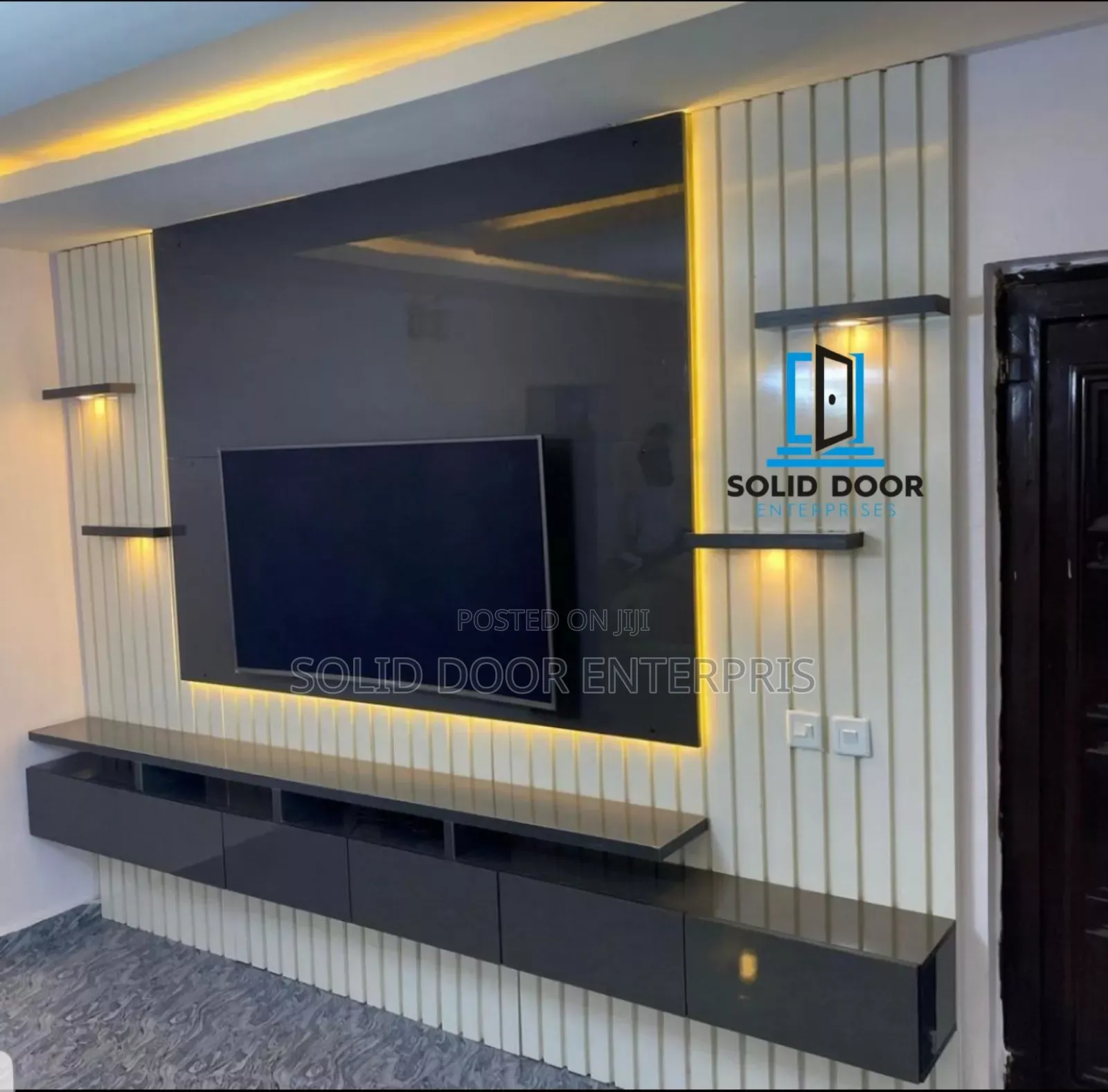 A Sturdy TV Console With Shelves