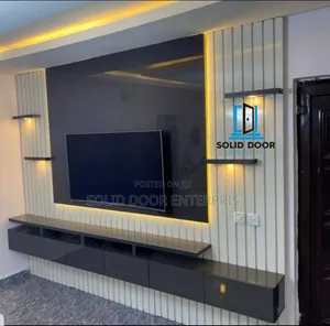 A Sturdy TV Console With Shelves