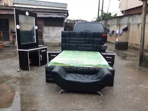 COMPLETE SET BED FRAME- Assisted by 6 Padded Bed $ Mattress.