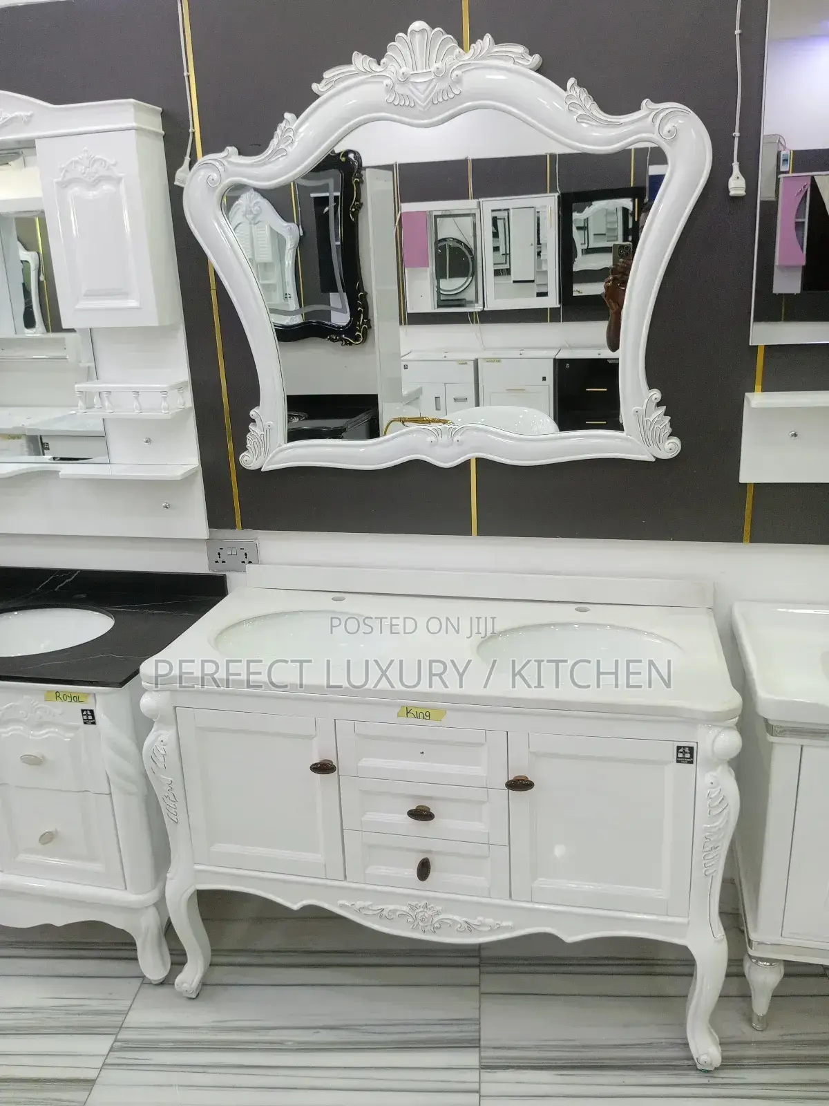White Executive Cabinet With Led Mirror