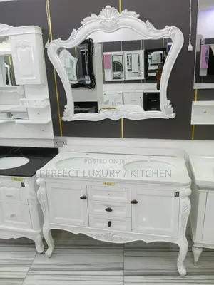White Executive Cabinet With Led Mirror
