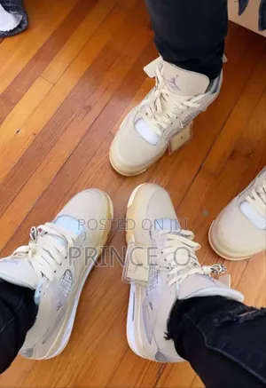 *Off-White X Air Jordan 4 Retro “Sail” Sneakers