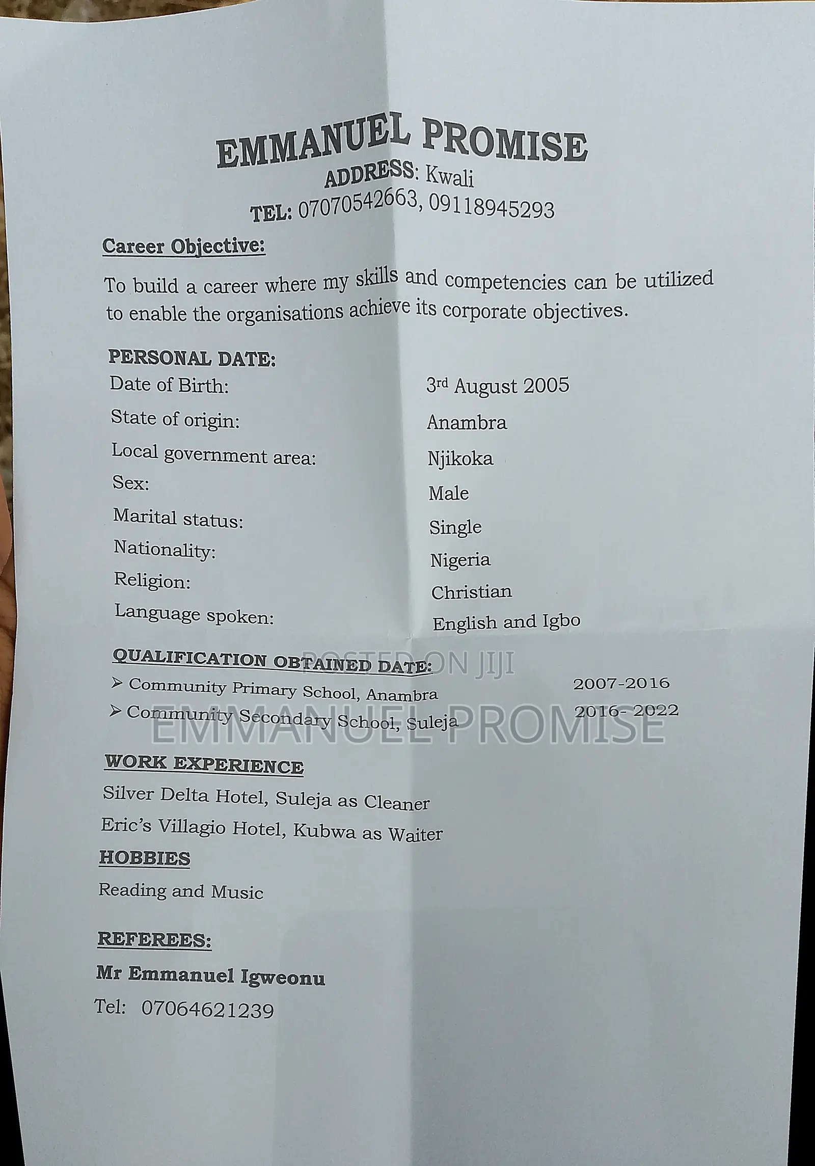 Housekeeping Cleaning CV