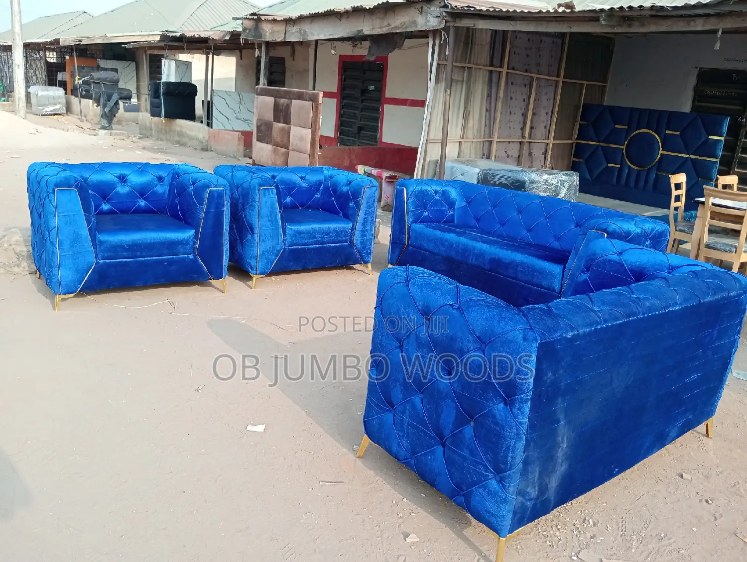 7 Seater Blue Upholstery Sofa