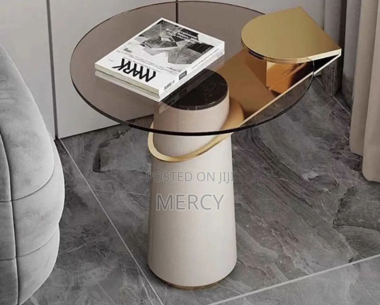 Side Stool With Class Top