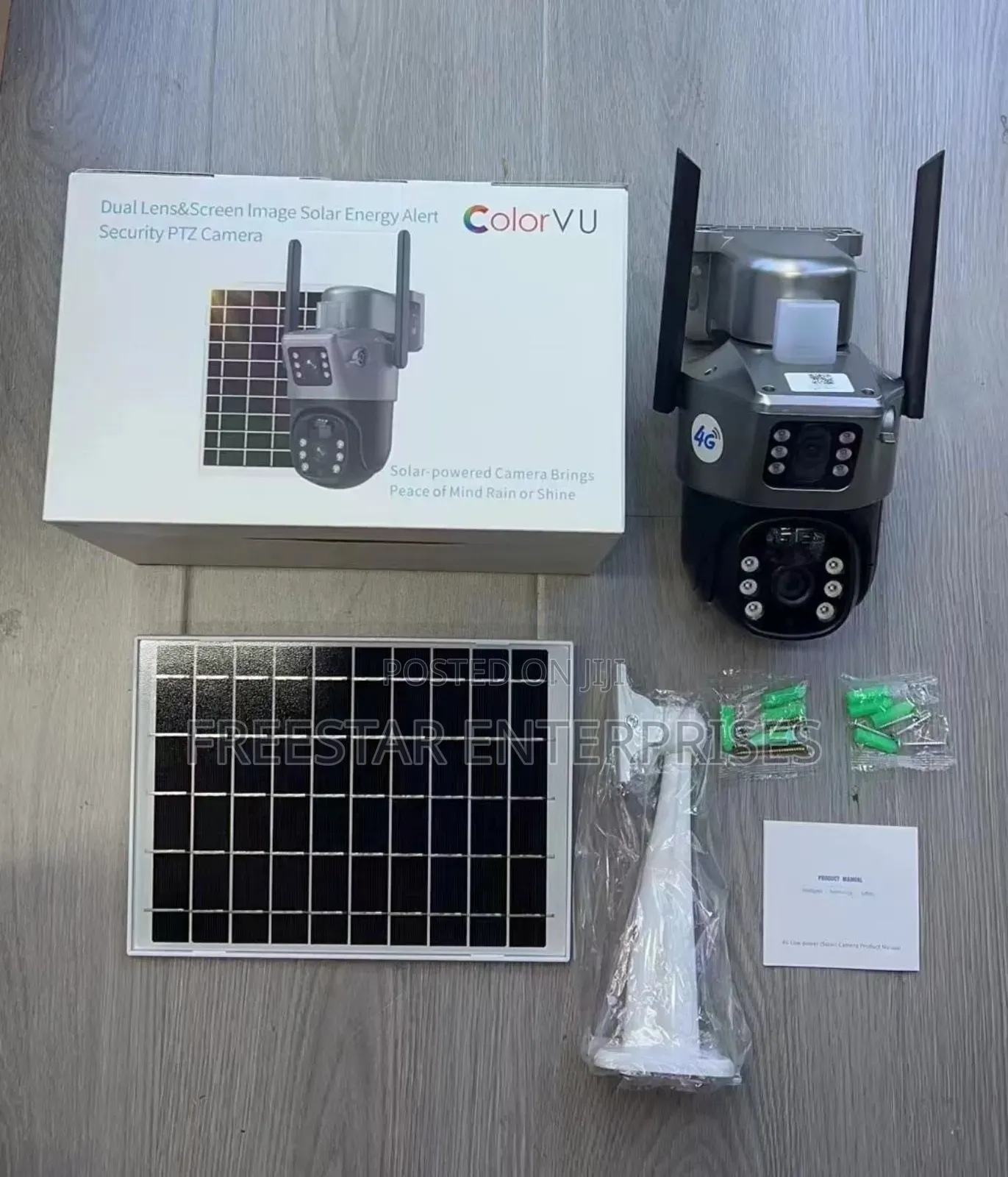 4g Solar Powered CCTV Camera. Dual Lens Cctv, Sim Card, Tf.