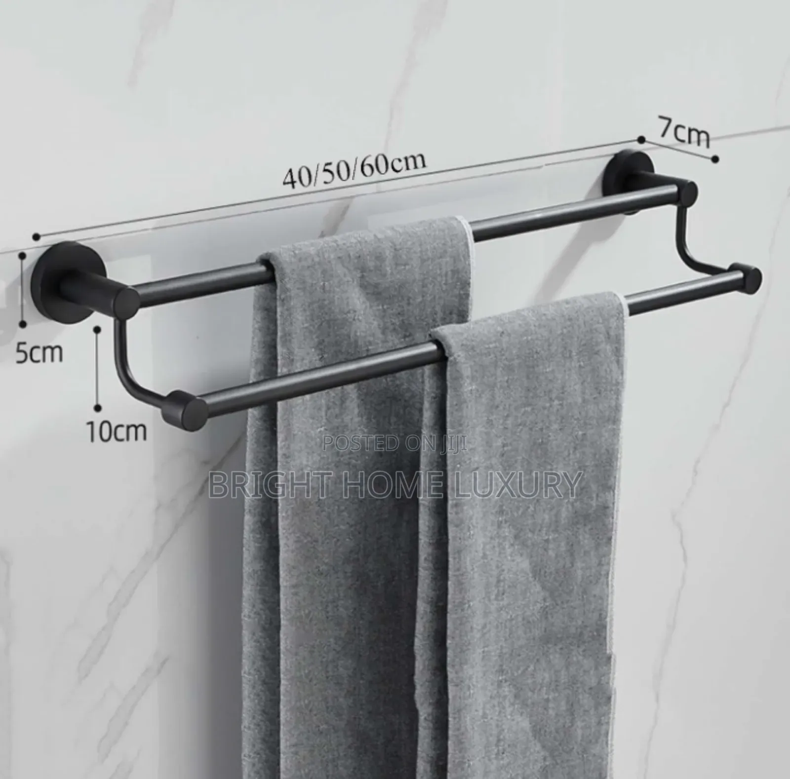 Double Towel Rail -70cm - Black