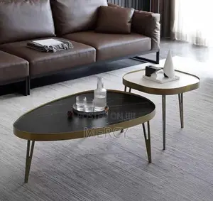Center Table With Glass Top and Side Stool