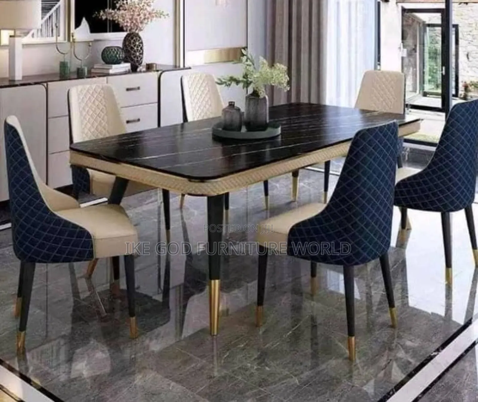 6seater Imported Turkish Marble Dining Table With Solid Chai