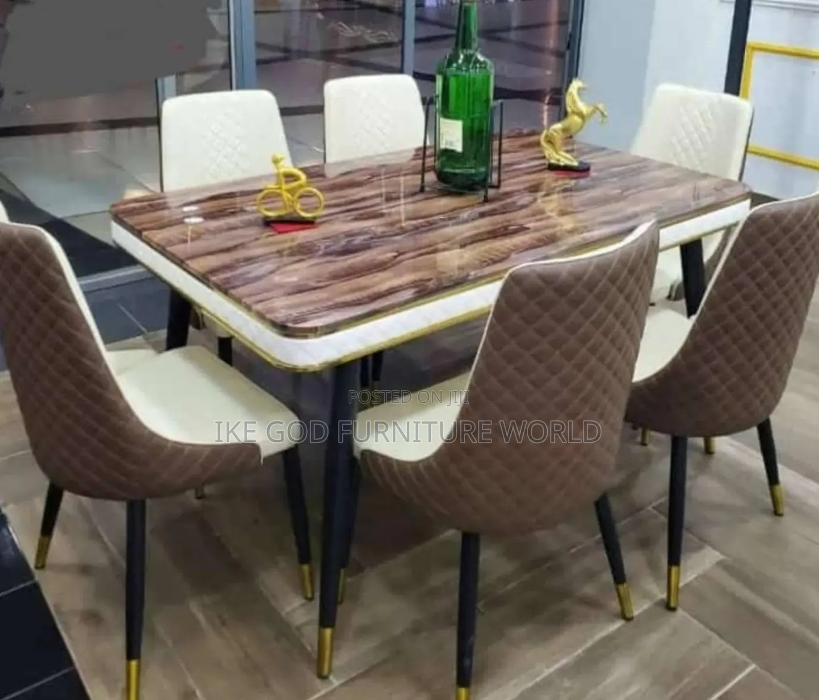 6seater Imported Turkish Marble Dining Table With Solid Chai