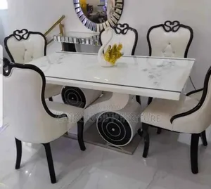 6seater Imported Turkish Marble Dining Table With Solid Char