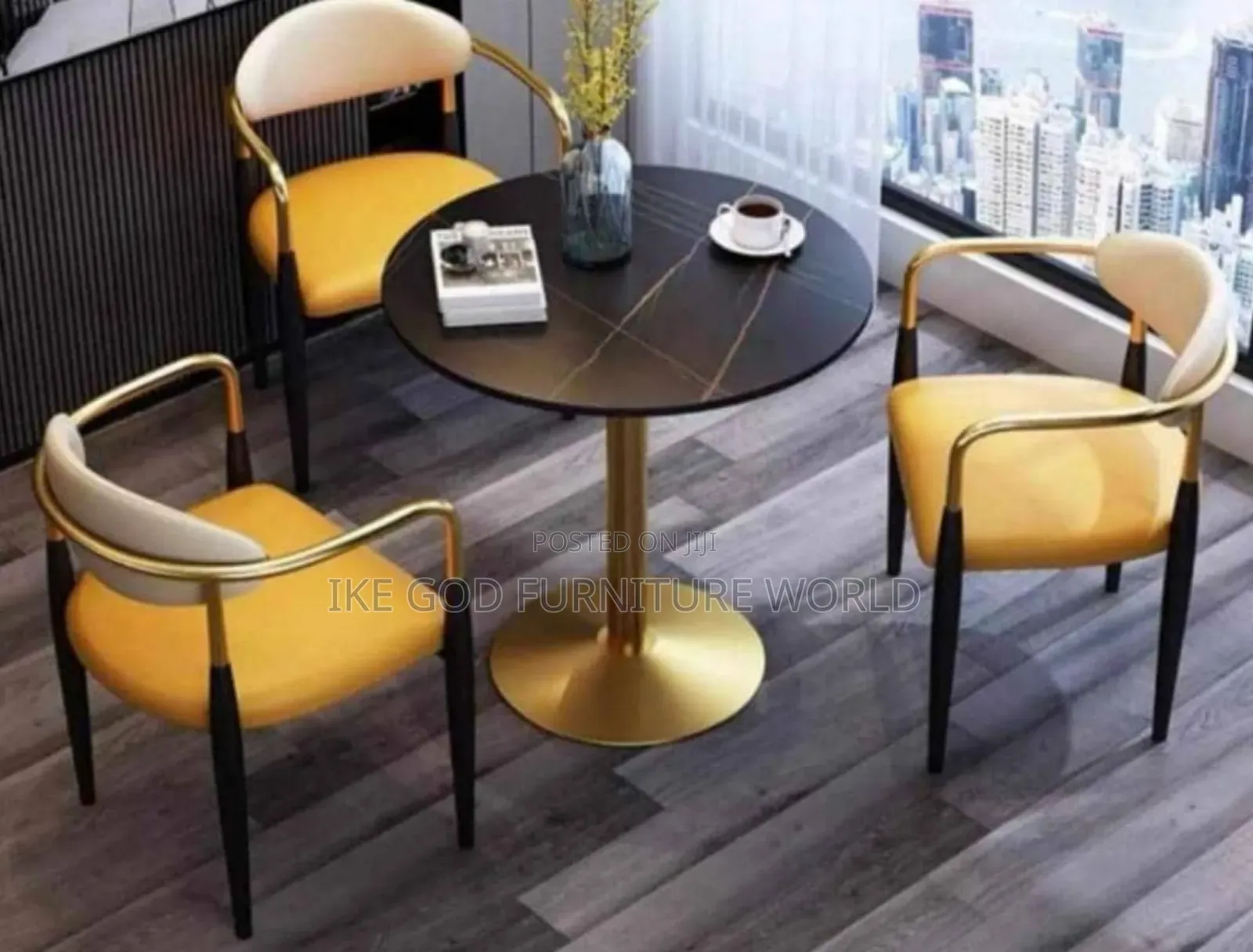 3seater Marble Mini Dining Table With Solid Chairs