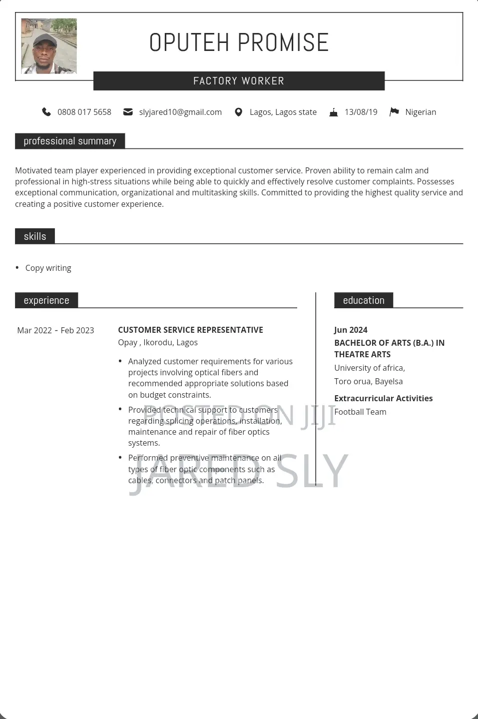 Manufacturing CV