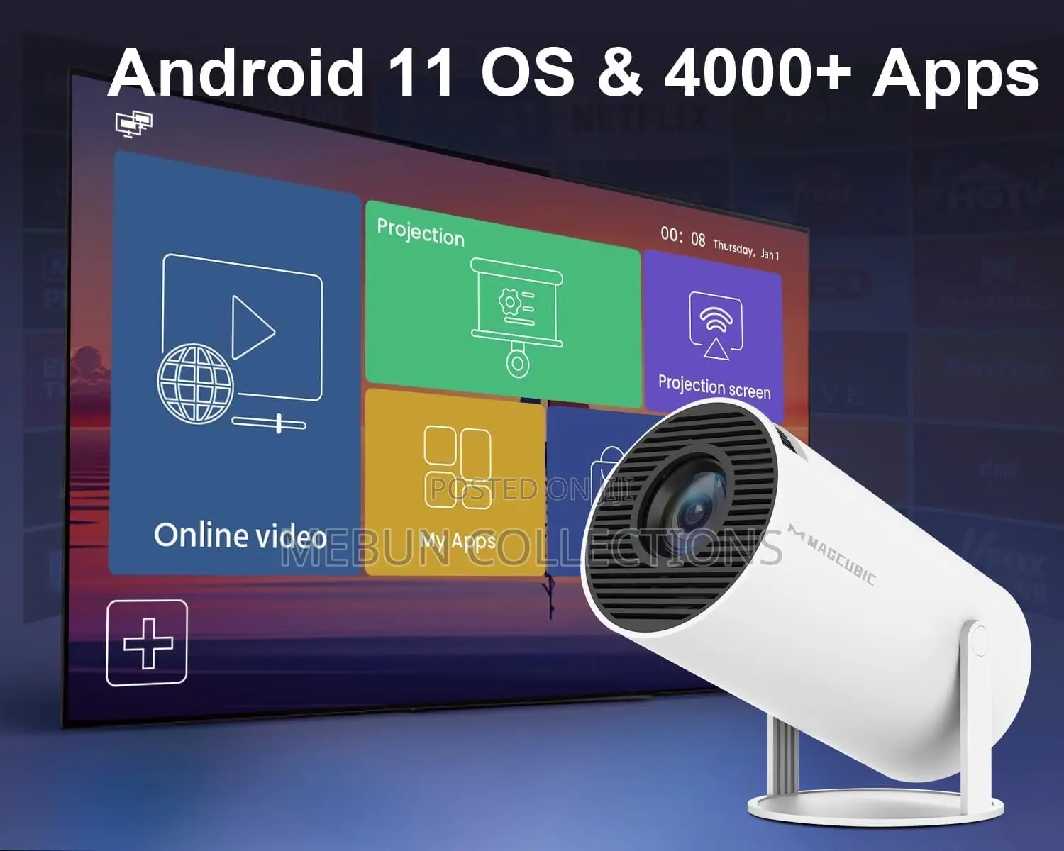 Mini Portable Projector 5g Wifi 6 Bt 5.0 Android 11