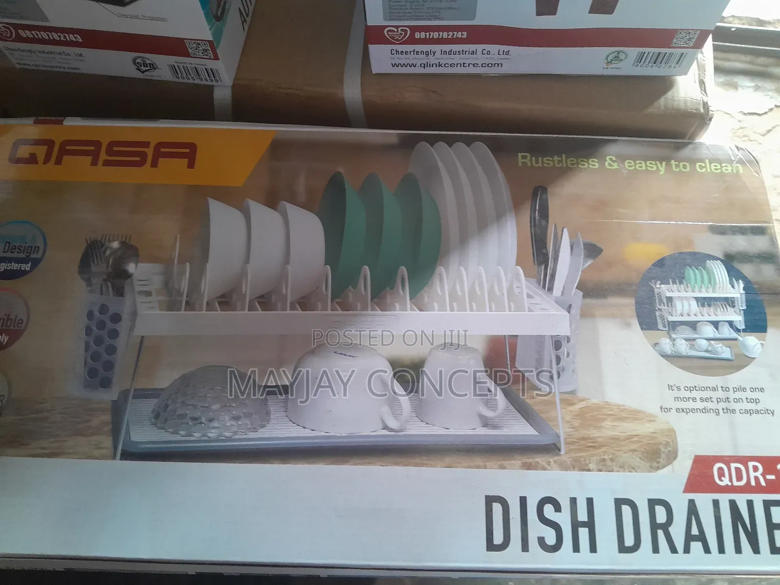 Qasa New Rustless 2-Tier Plastic Dish Drainer and Plate Rack