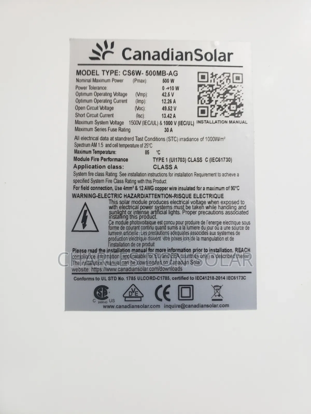 Canadian Solar Panel 500w