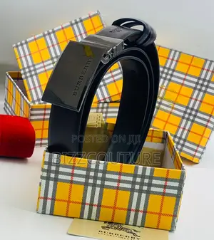 Original Burberry Black Leather Belt Is Avaialble in Store
