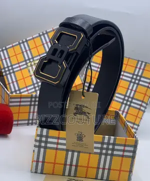 Original Burberry Balck Leather Belt Is Available in Store