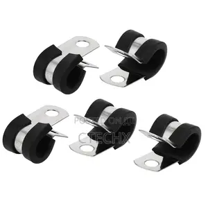 6mm EPDM Rubber Lined P Clips Cable Hose Pipe Clamps Holder