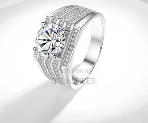 Mossanite Diamond Men's Silver Ring