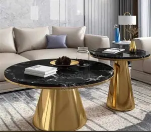 Center Table With Marble Top and Side Stool