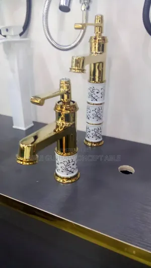 Tap White and Gold Basin Tap