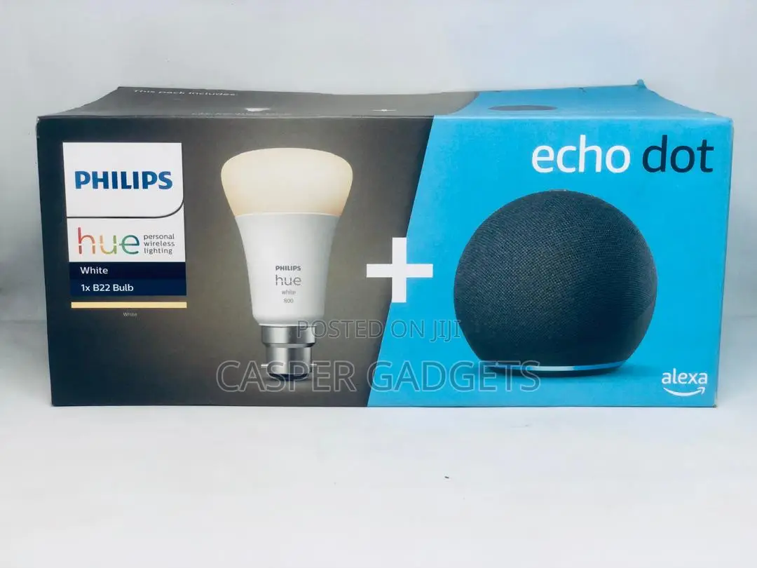 Echo Dot 4th Gen With Philips Hue White B22/E27 Bulb