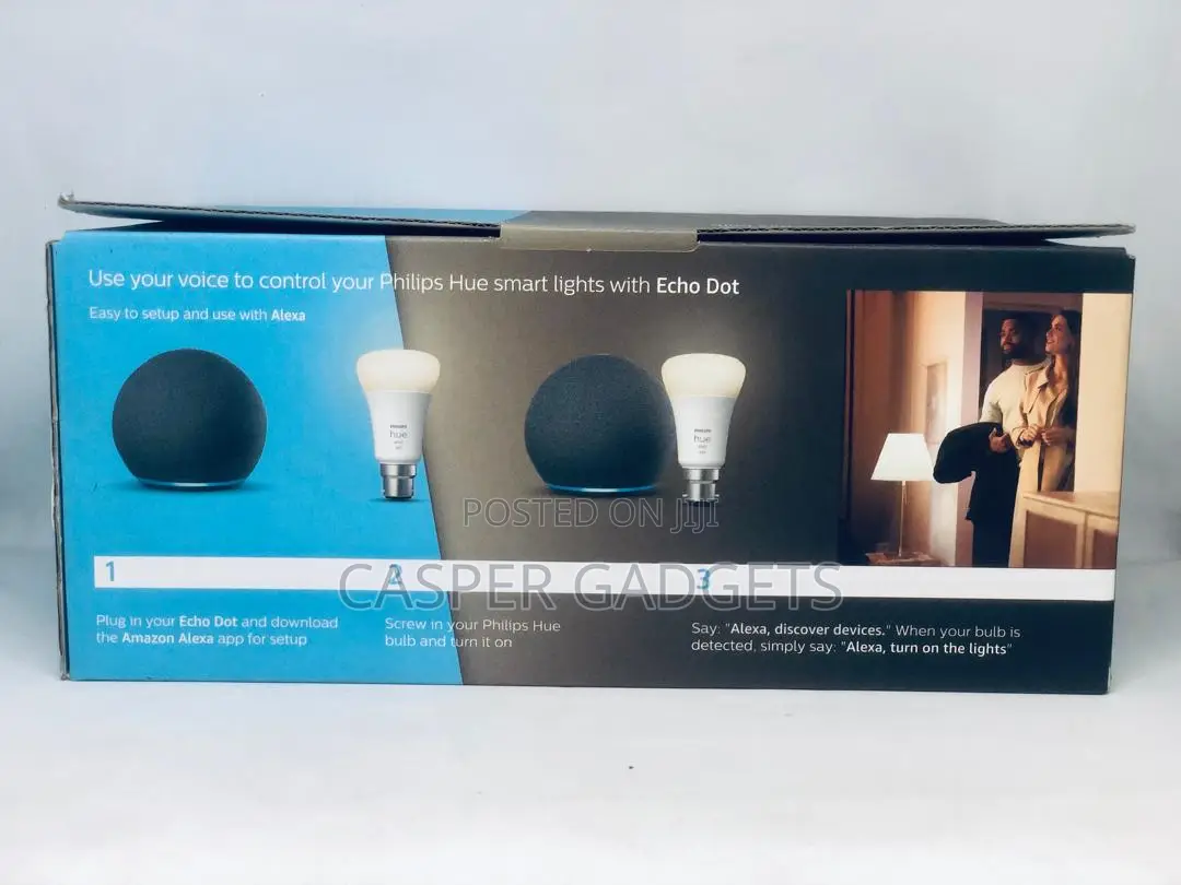 Echo Dot 4th Gen With Philips Hue White B22/E27 Bulb