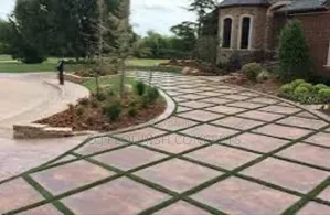 Wide Stamped Concrete Artificial Grass