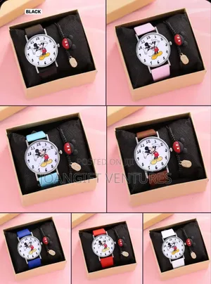 Photo - Unisex Kids Teens Mickey Mouse Cartoon Quartz Watch Set