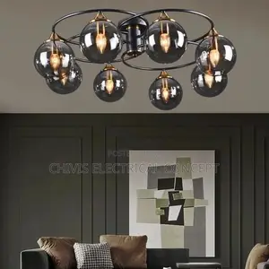Industrial Chandelier Smoky Gray Amber Glass Lamp Foyer