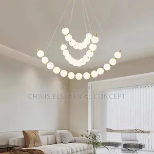 Luxury Necklace Led Ceiling Chandelier Acrylic Round Bean